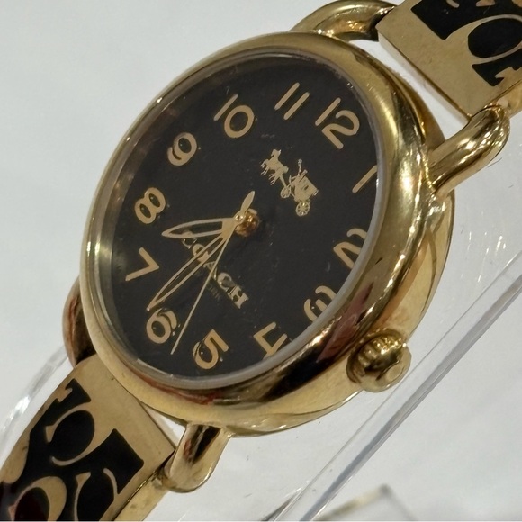 Coach Signature Black & Gold Enamel Bracelet Watch Ladies RARE New Battery Dec24 - Picture 6 of 13